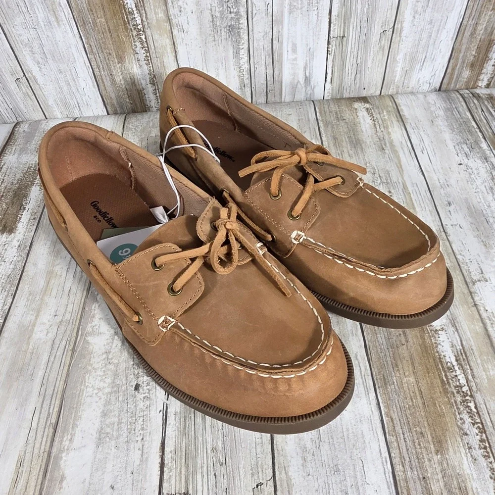 Goodfellow & Co Mens Tan Boat Shoes Size 9.5 Classic Nautical Loafers NWT